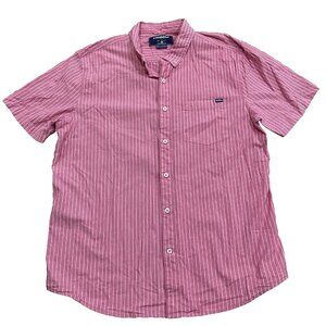 Chubbies Mens Shirt XL Short Sleeve Button Down, Pink Stripe